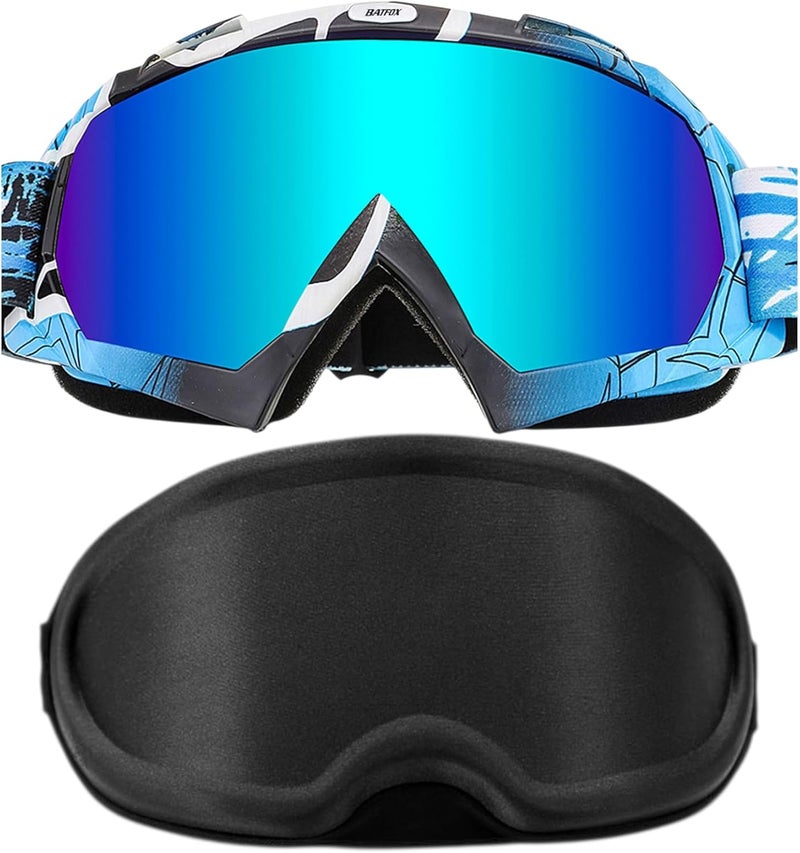 BATFOX Dirt Bike Goggles with Case - Motorcycle Motocross ATV Racing Safety Glasses, Best Christmas Gifts for Men Youth - Image 1